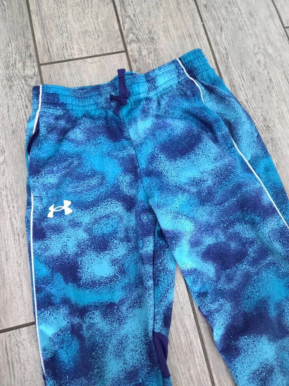 Under Armour Youth Kids Athletic Jogger Pants Blue Abstract Print Size Medium